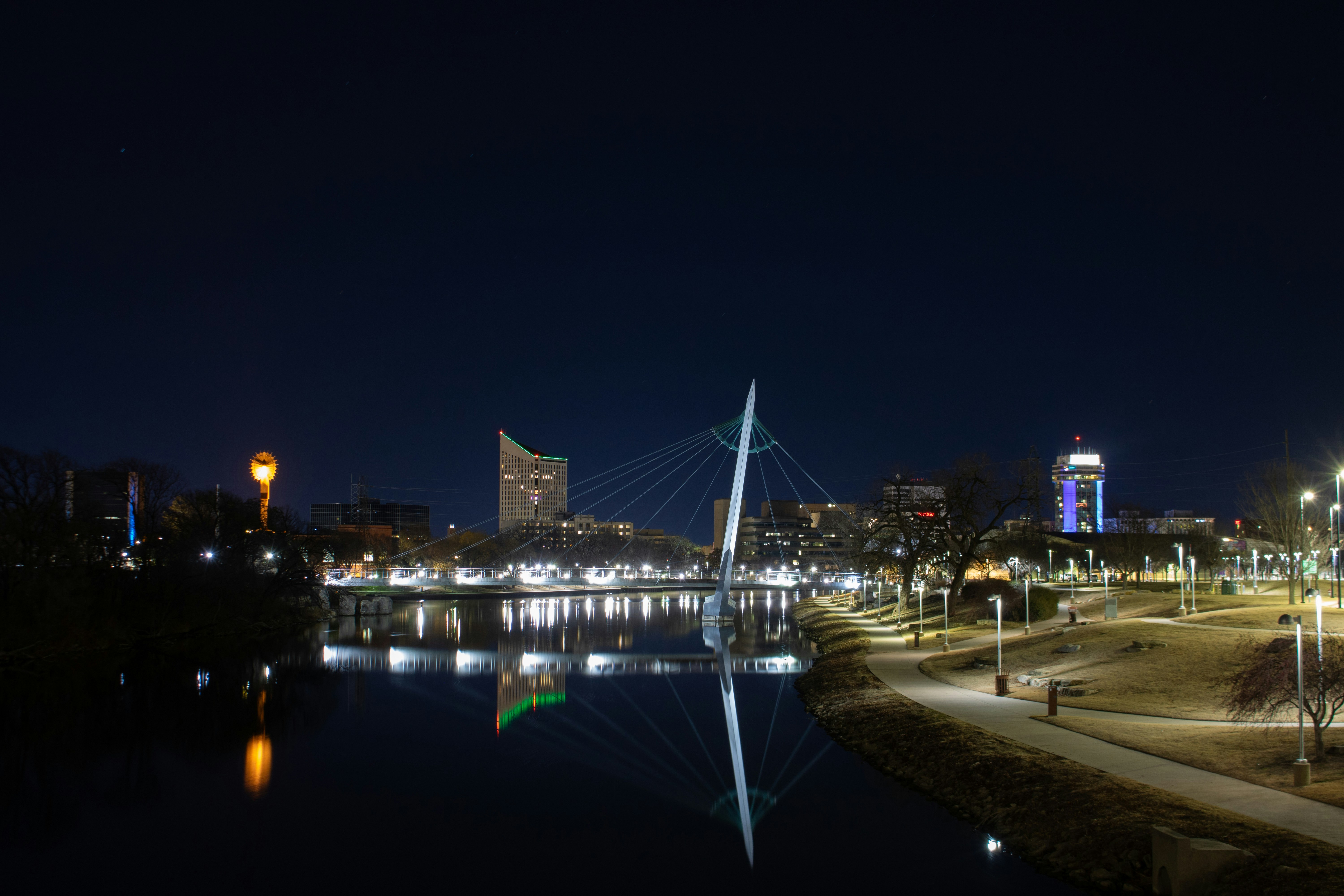 Wichita Kansas downtown skyline at night — PacePlace Properties serves the Wichita metro area